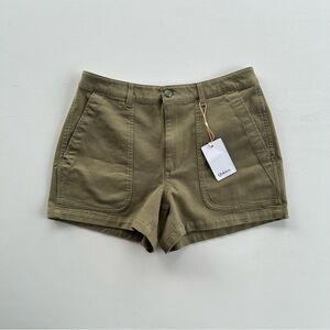 Quince Organic Stretch Cotton Twill Utility Shorts Olive Green Women’s Size 12